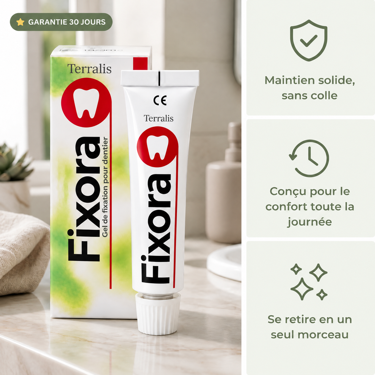 Gel de fixation pour dentier Fixora - FXR-CA