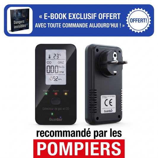 Guardair, détecteur de gaz et de monoxyde de carbone 4 en 1