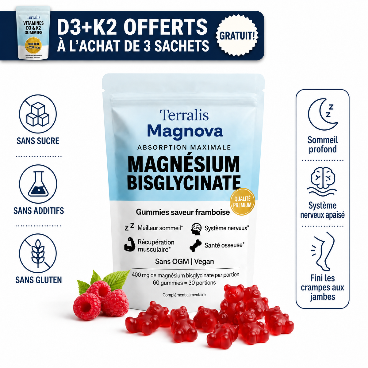 Gummies de magnésium bisglycinate Magnova - MGN-CA