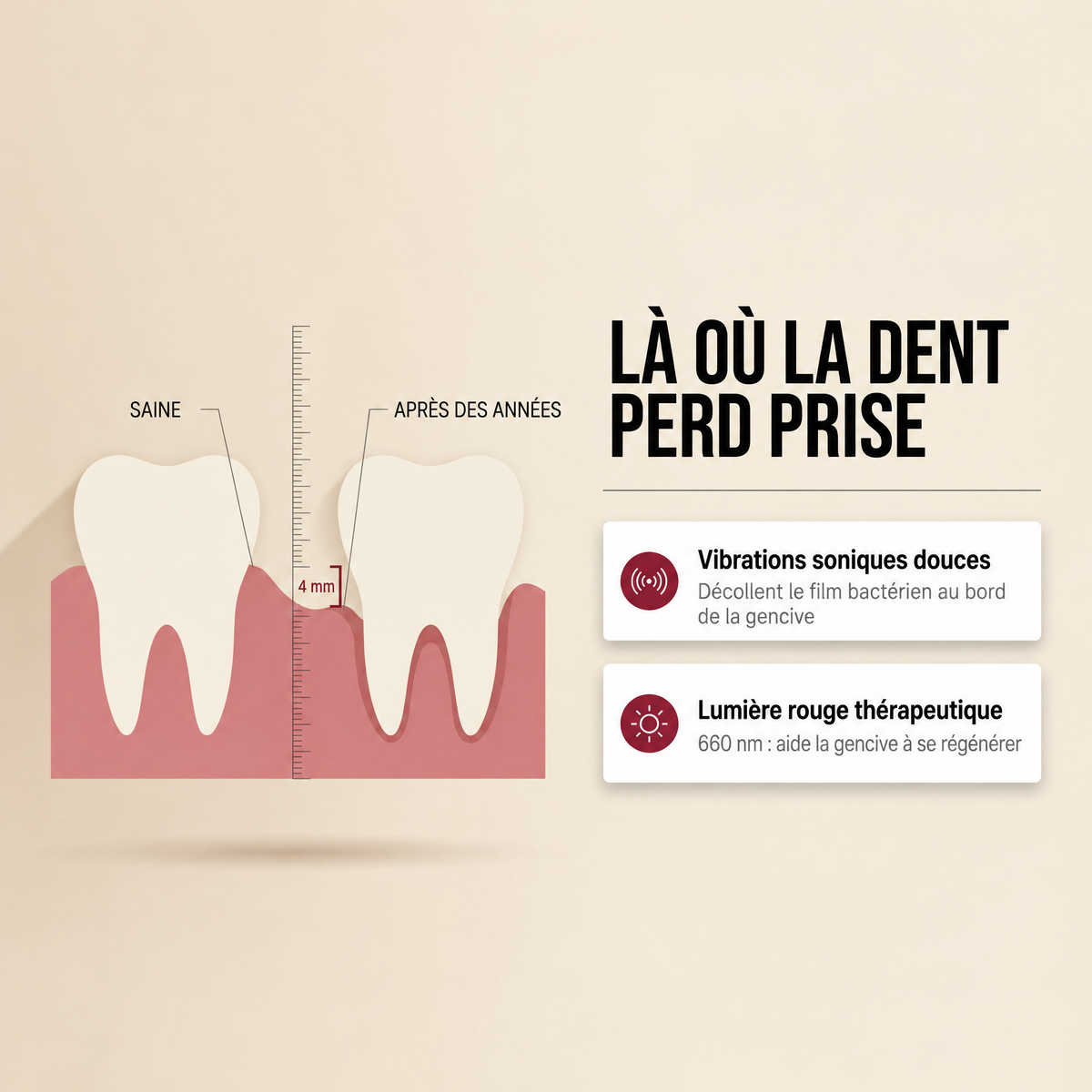 Brosse à dents sonique à lumière rouge Dentalys - DTL-CA