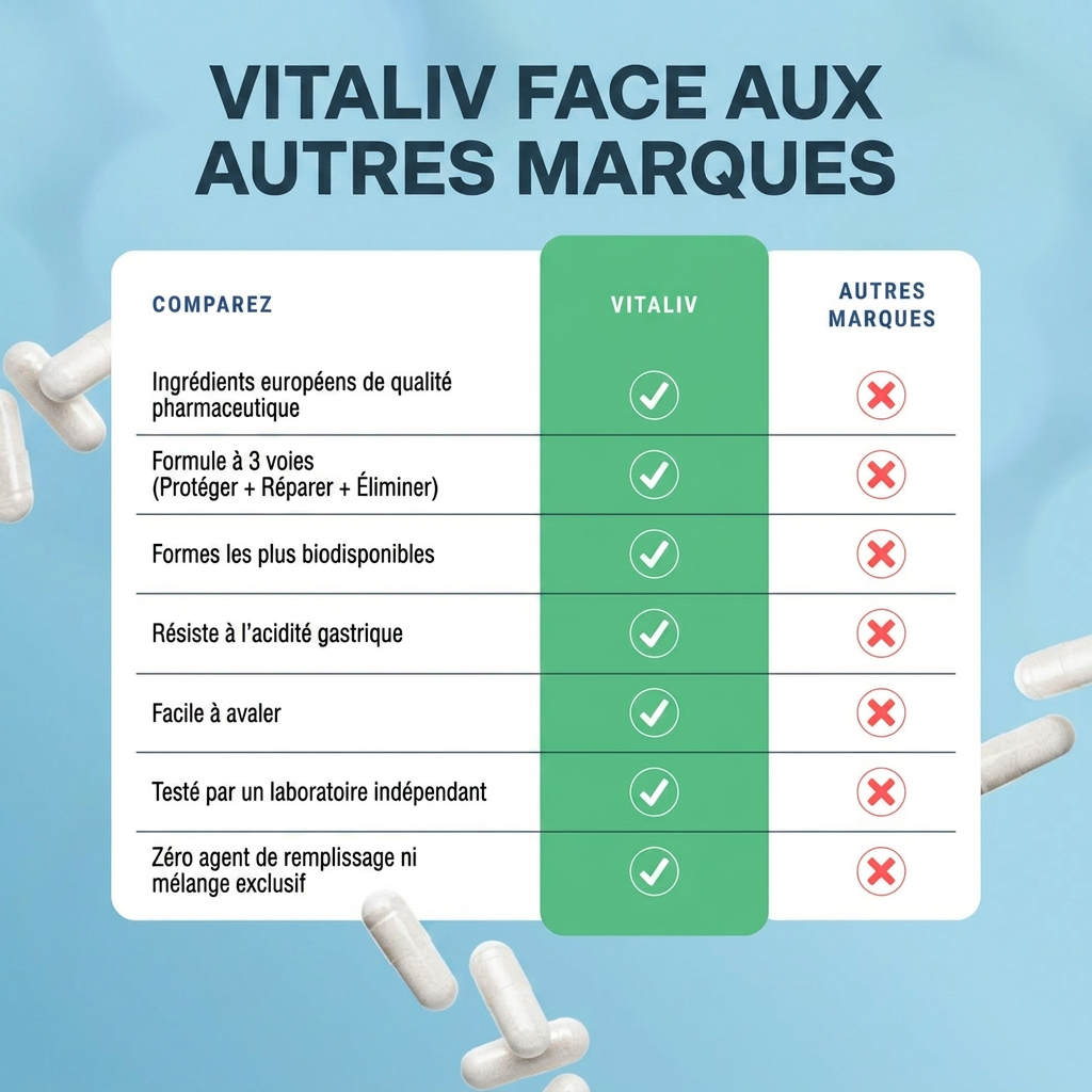 Tableau comparatif : Vitaliv face aux autres marques