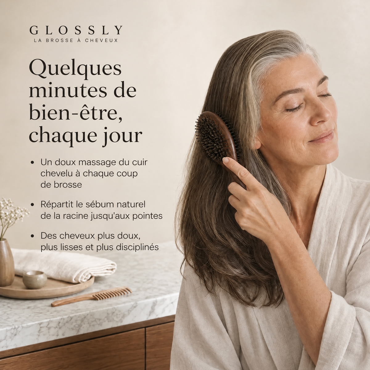 Brosse en poils de sanglier Glossly - GLS-CA