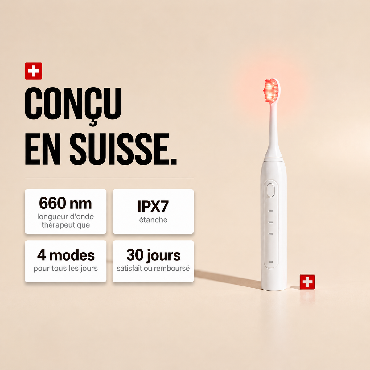 Brosse à dents sonique à lumière rouge Dentalys - DTL-CA