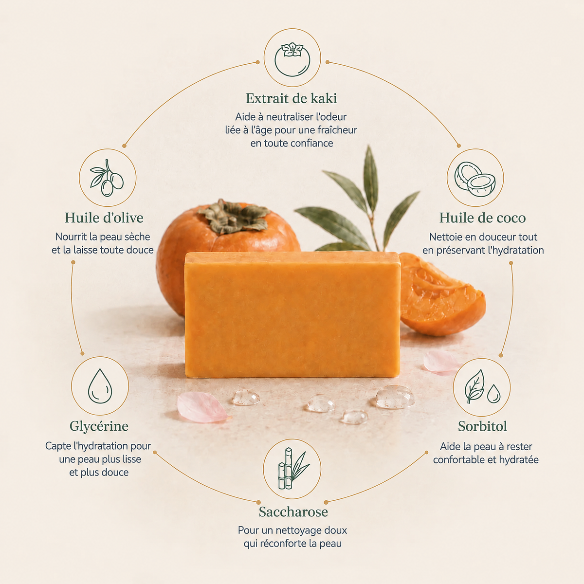 Savon déodorant au kaki Kakiru - KKR-CA