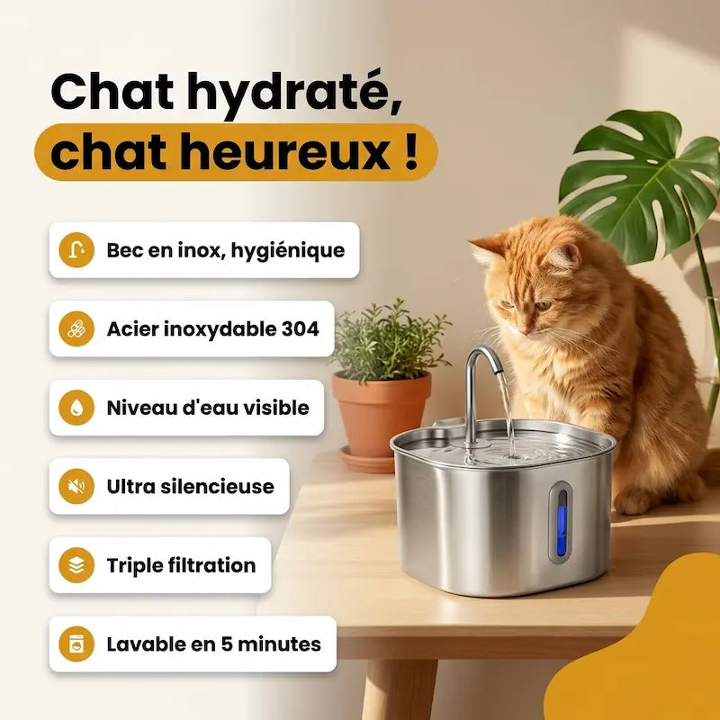 Fontaine à eau en inox pour chat Aquapurr - AQP-CA
