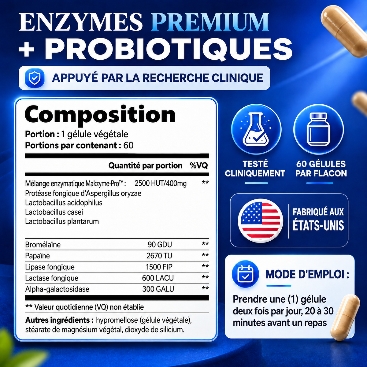 Gélules d'enzymes digestives Enzora - ENZ-CA