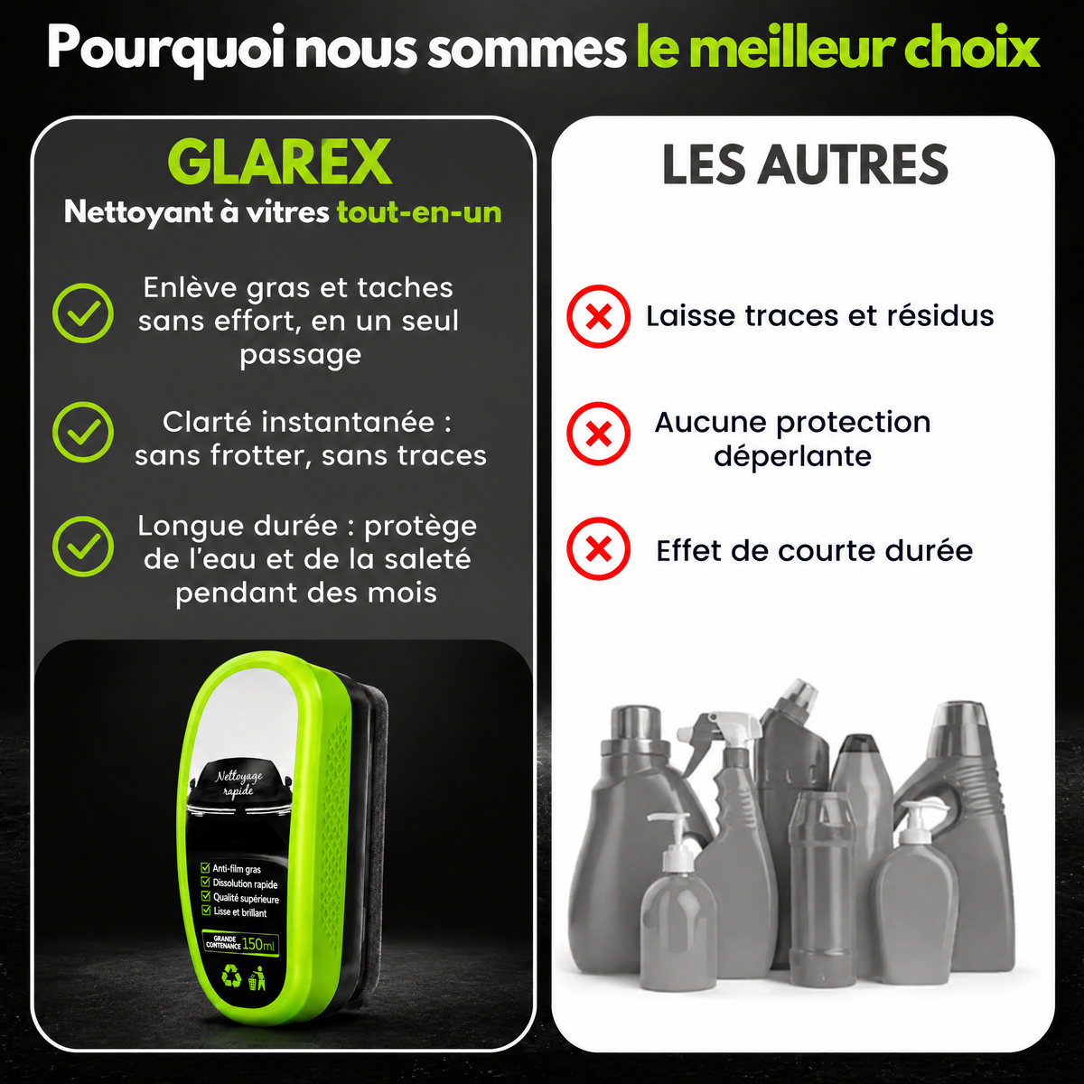 Nettoyant anti-film gras pour vitres Glarex - GLX-CA