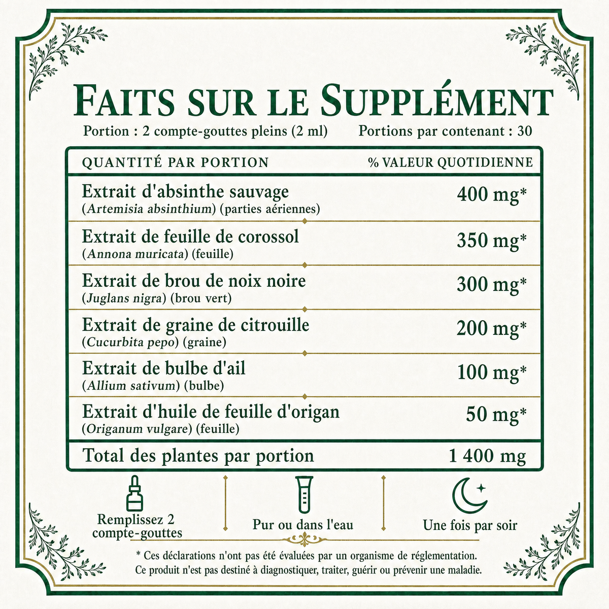 Gouttes à base d'absinthe sauvage Terralis ABS-CA