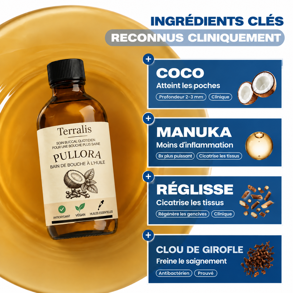 Bain de bouche à l'huile pour les gencives Pullora - PUL-CA