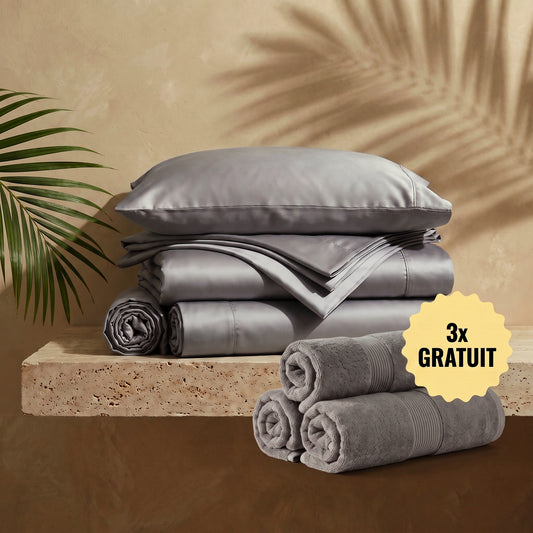 Parure de draps Sereva installée sur un lit