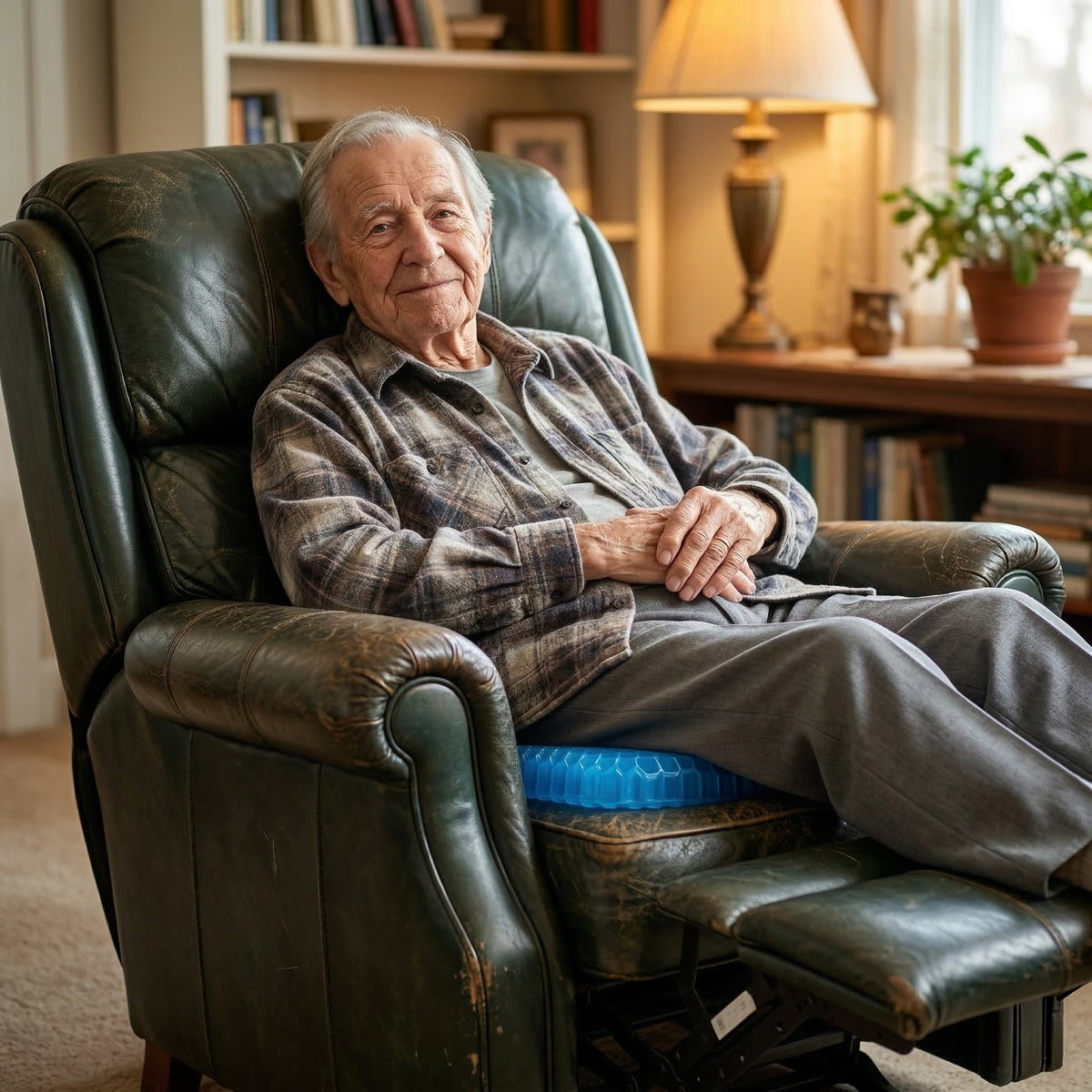 Homme age detendu dans un fauteuil relax