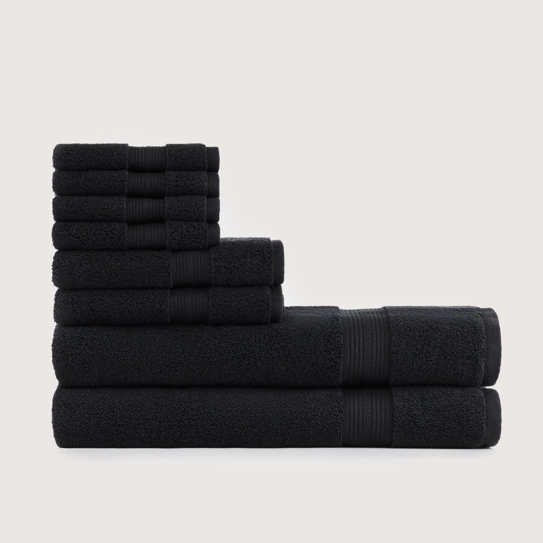 Softloom Noir minuit, ensemble avec serviettes de bain