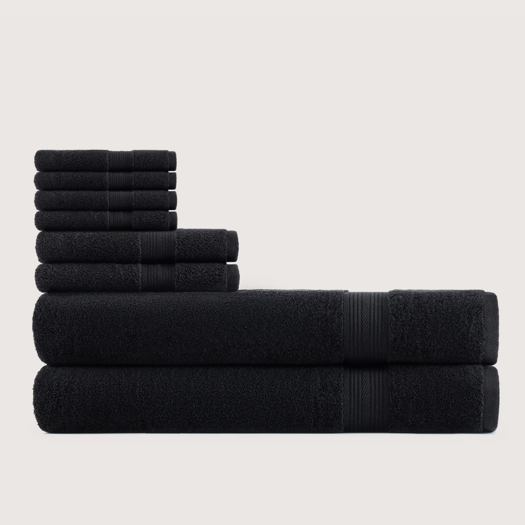Softloom Noir minuit, ensemble avec draps de bain