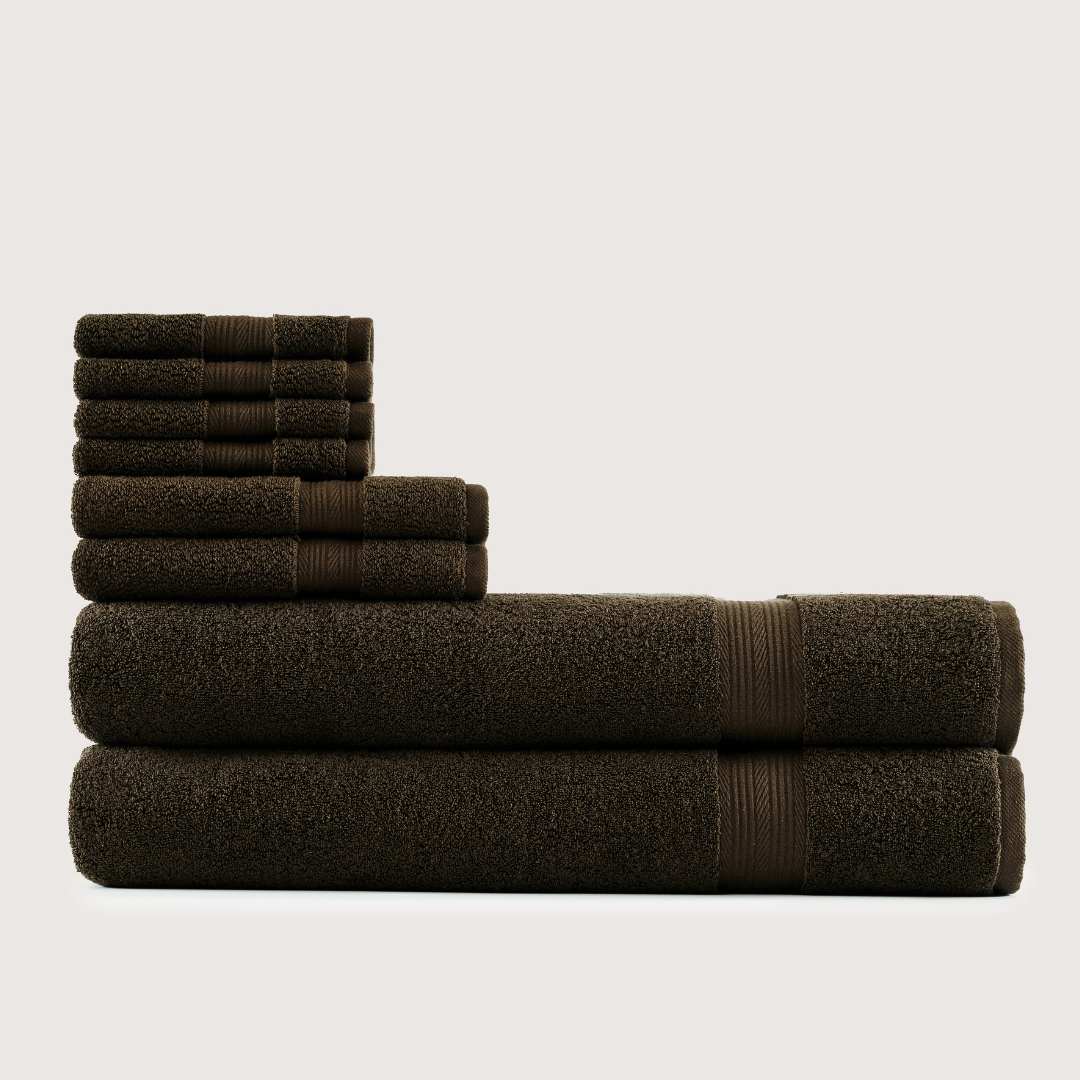 Softloom Brun espresso, ensemble avec draps de bain