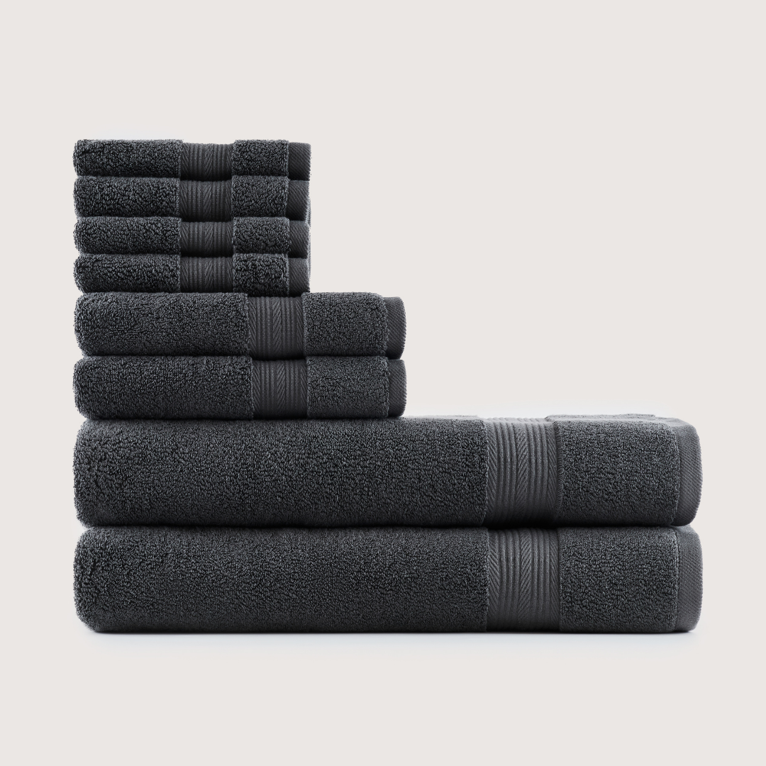 Softloom Anthracite, ensemble avec serviettes de bain