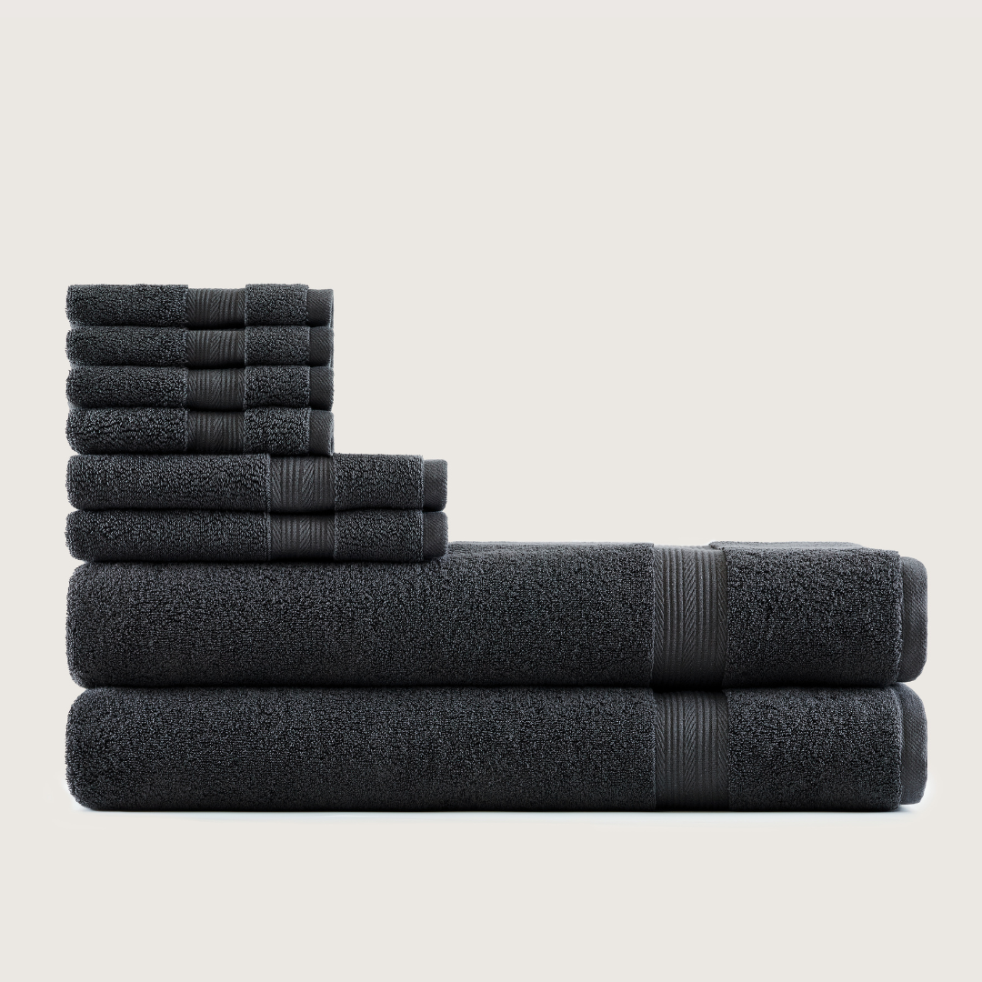 Softloom Anthracite, ensemble avec draps de bain