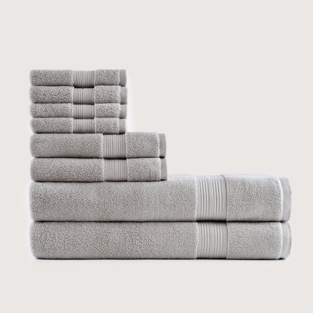 Softloom Gris pierre, ensemble avec serviettes de bain