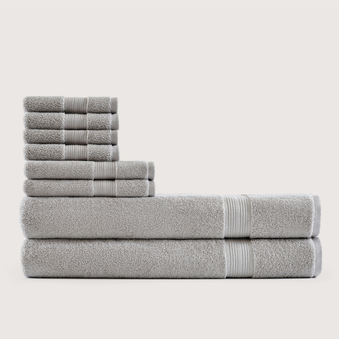 Softloom Gris pierre, ensemble avec draps de bain