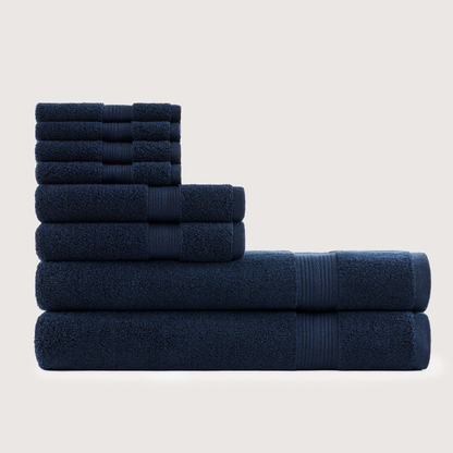 Softloom Bleu marine, ensemble avec serviettes de bain