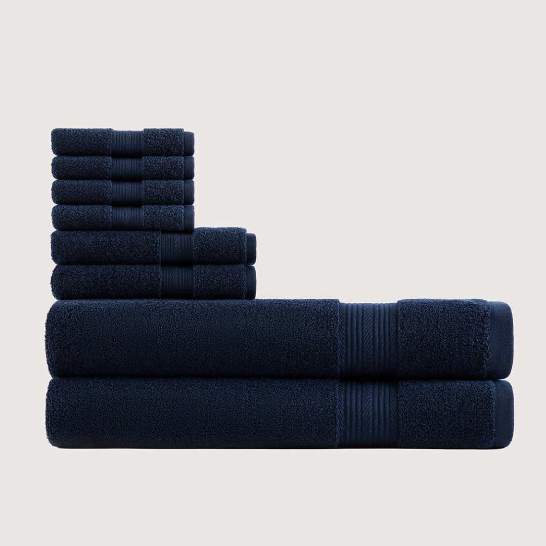 Softloom Bleu marine, ensemble avec draps de bain