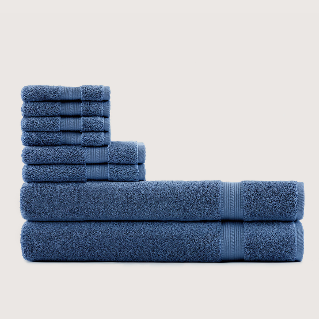 Softloom Bleu lapis, ensemble avec draps de bain