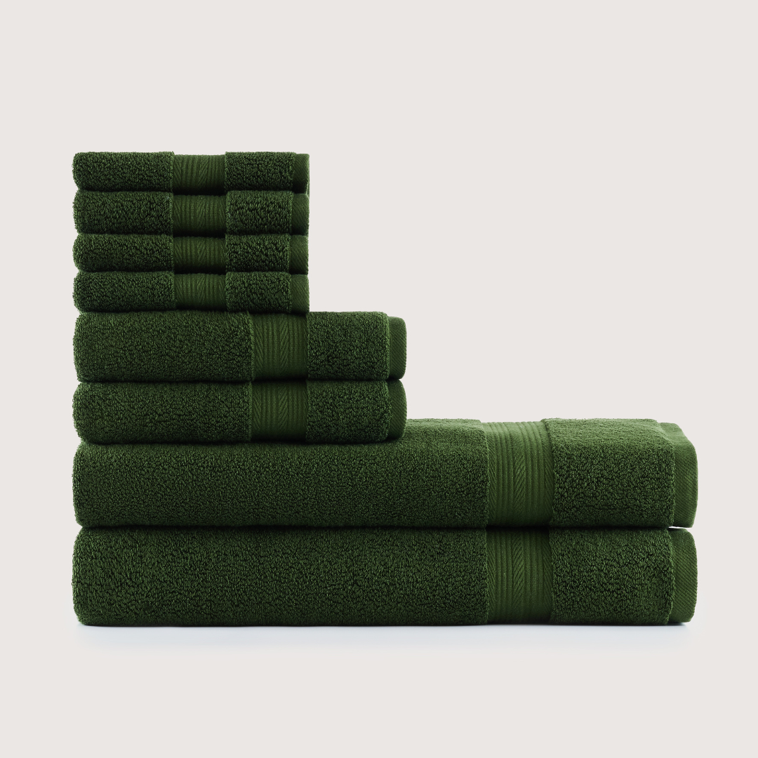 Softloom Vert olive, ensemble avec serviettes de bain
